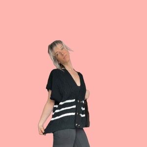 Maeve Anthropologie Cable Knit Stripe Cardigan Sweater XL